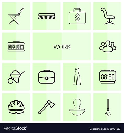 14 work icons Royalty Free Vector Image - VectorStock