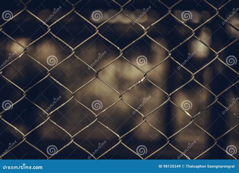 Rusty Chain Link Fence of Steel Netting on Blur Background. Stock Image - Image of chain, steel ...