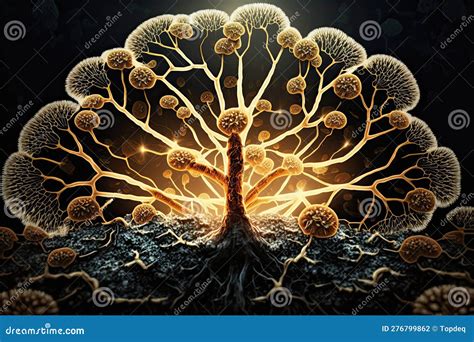 Natural Fungus Mycelium Network Illustration Stock Illustration - Illustration of growth, close ...