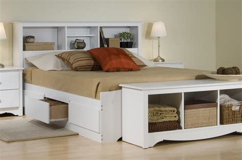 Prepac Platform Storage Bed w/Bookcase Headboard White/Full: Amazon.co.uk: Kitchen & Home