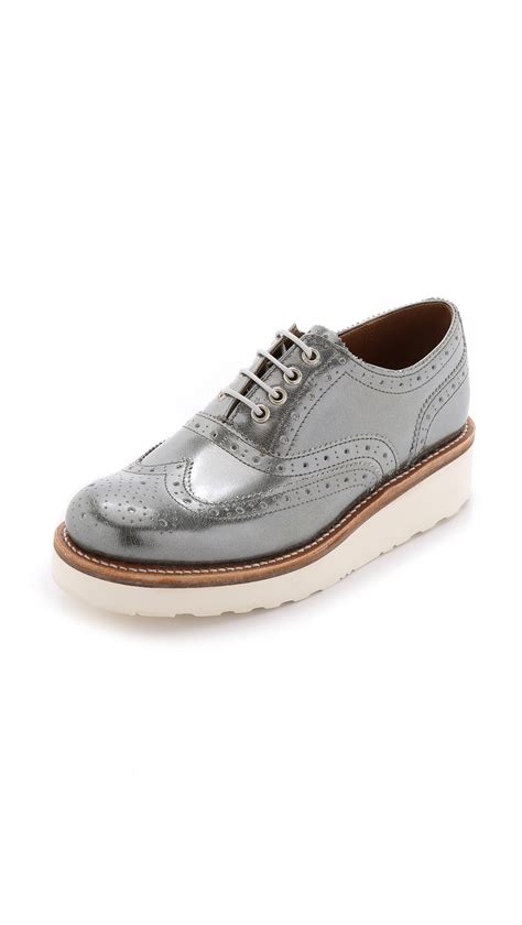 Lyst - Foot The Coacher Emily Platform Oxfords - Silver in Metallic