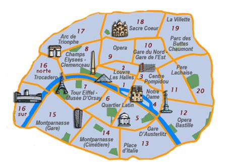 Mapa De Paris Dividido Por Zonas - Mapa Região