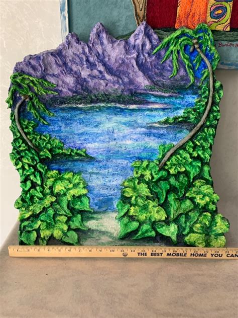 Lot # 144: beautiful Paper Mache mountain with River artwork - Floridas ...