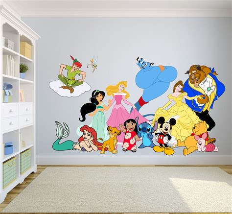 Disney Cartoon Show Characters Princess Decors Wall Sticker Art Design Decal for Girls Boys Kids ...