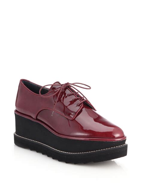 Lyst - Stuart Weitzman Pipekent Patent Leather Platform Oxfords in Red