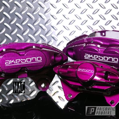 Akebono Brake Calipers In Illusion Malbec And Clear Vision, Metallic Purple Powder Coat ...