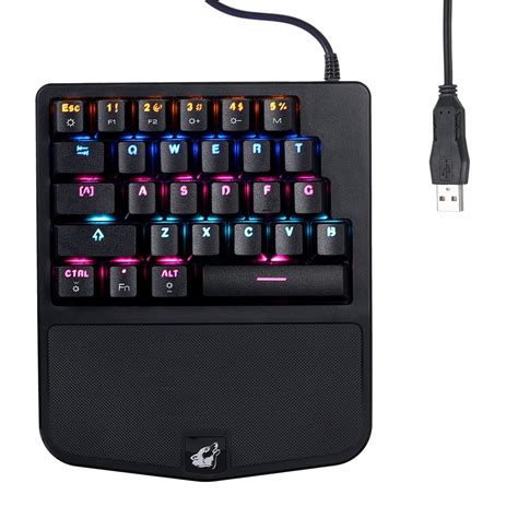 Free Wolf One-handed Mechanical Keyboard 28 Keys with Backlight Single ...