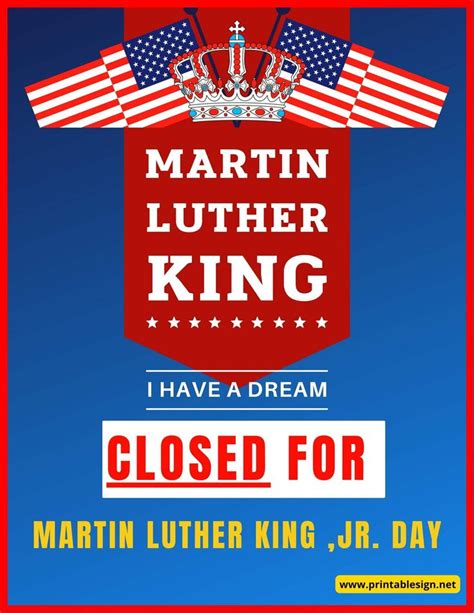 Closed For Martin Luther King Day Sign