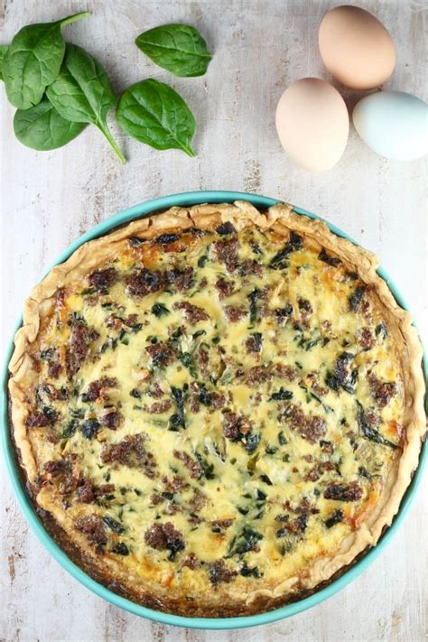 Sausage Spinach Quiche - Miss in the Kitchen