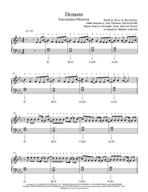 Demons Imagine Dragons Piano Sheet Music - My Piano Music