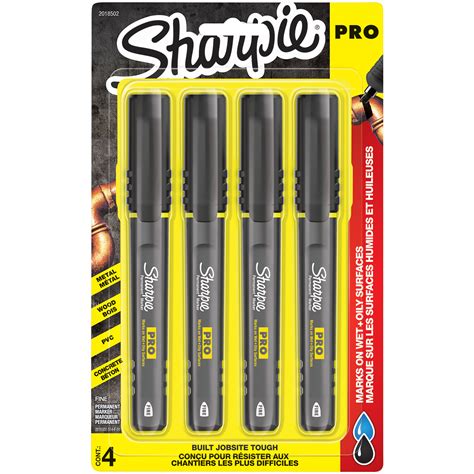 Sharpie Pro Felt-Tip Permanent Markers, Black, Fine Tip, 4/PK | Grand & Toy