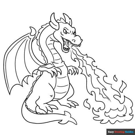 Fire Breathing Dragon Coloring Page | Easy Drawing Guides