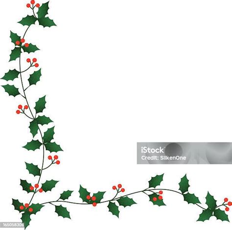 Holly Border Stock Illustration - Download Image Now - Christmas, Corner, Holly - iStock