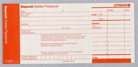 Print, Citibank Golden Passbook Deposit Slip, ca. 1975 — Dan Friedman | 레이아웃, 그래픽 디자인, 디자인