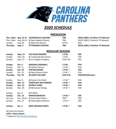 Carolina Panthers Schedule 2022 Printable - Customize and Print