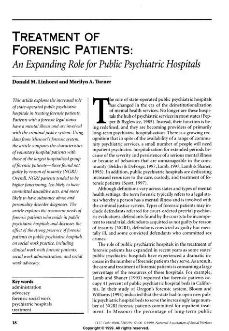 (PDF) Treatment of Forensic Patients: An Expanding Role for Public ...