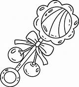 Baby Shower Rattle Toy Isolated Coloring Page 52298393 Vector Art At  sketch template
