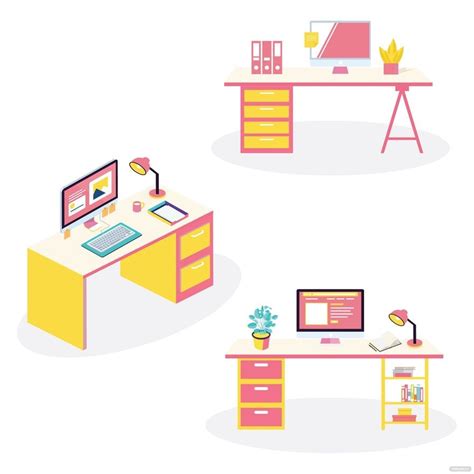 Office Desk Vector in SVG, Illustrator, JPG, PNG, EPS - Download ...