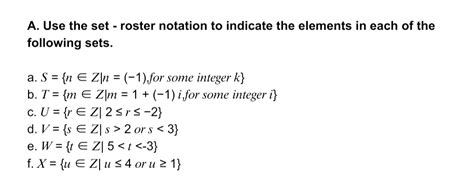 Answered: A. Use the set - roster notation to… | bartleby