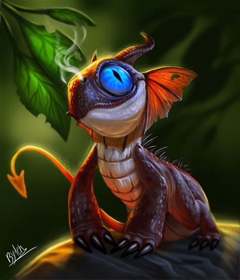 Little Dragon by TehChan/Ester Conceiçao Cute Fantasy Creatures, Mythical Creatures Art, Cute ...