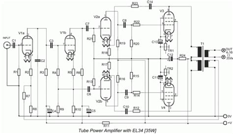 Tube Power Amplifier 35W Push Pull - Electronic Circuit