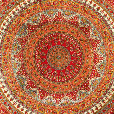 Red Bohemian Mandala Wall Tapestry, Kerala Hippie Bedding ...