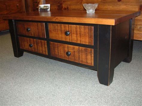 Rough Sawn 4 Drawer Pine Coffee Table - Solid Wood Mennonite Furniture Hart's Country Furniture ...