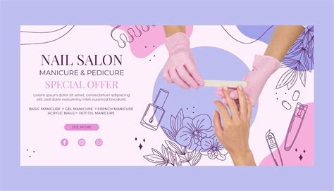 Free Vector | Nail salon horizontal banner template design