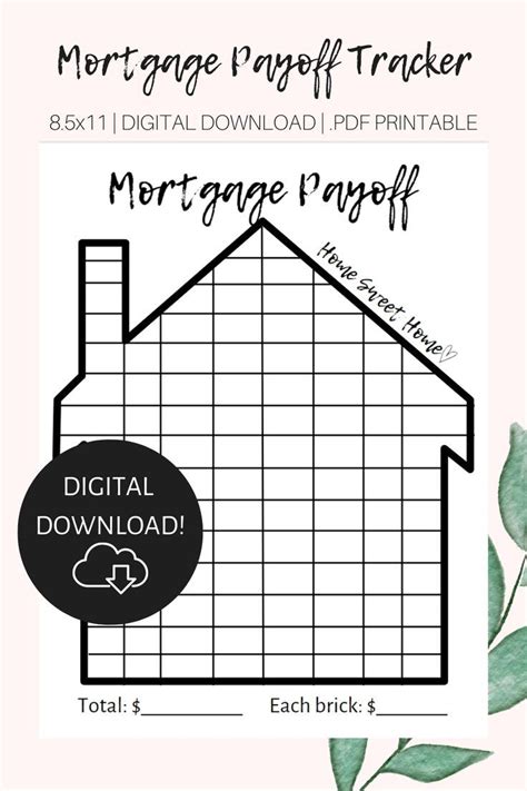 Mortgage Payoff Tracker, Instant Download, Printable, Debt Free House Chart, House Payoff ...