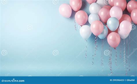 Colorful Air Balloons on the Blue Pastel Background. Stock Illustration ...