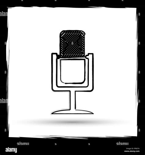 Microphone icon. Internet button on white background. Outline design imitating paintbrush Stock ...