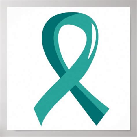 Ovarian Cancer Teal Ribbon 3 Print | Zazzle