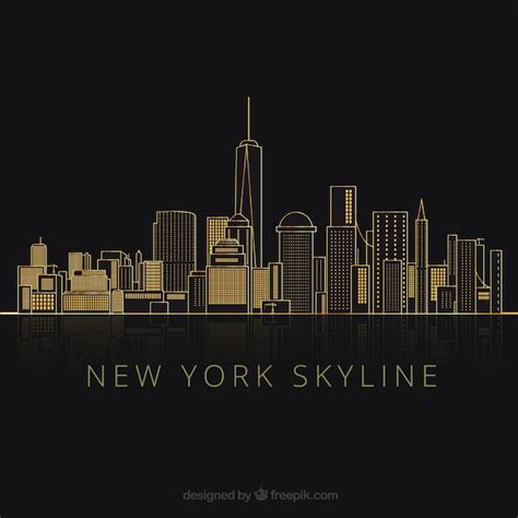 Silhouettes De New York City | Vecteur Gratuite