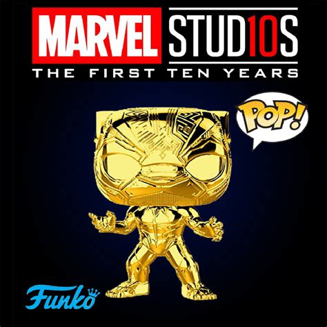 Funko Pop Marvel: Marvel Studios 10 - Black Panther (Gold Chrome) #383 ...