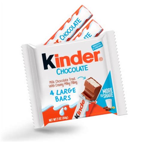 Kinder Chocolate Large Milk Chocolate Bars with Creamy Milky Filling Halloween Candy, 4 ct - Kroger