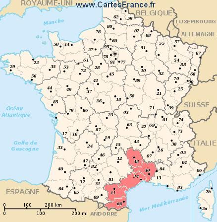 LANGUEDOC-ROUSSILLON : map, cities and data of the region Languedoc ...