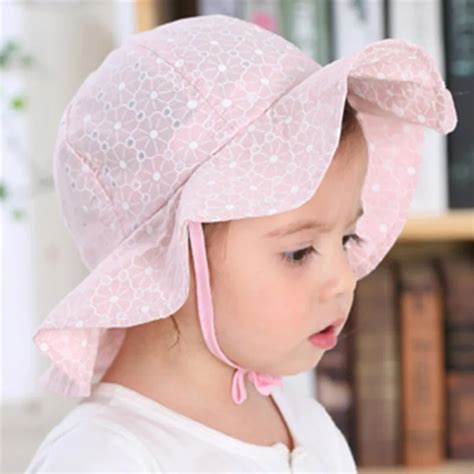 Infant Summer Outdoor Baby Girl Visor Cotton Sun Cap Baby Hat Floral Prints Beach Bucket Hats ...