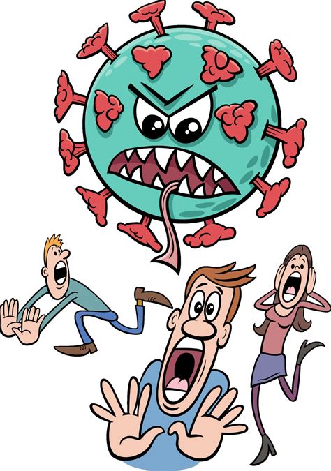 coronavirus and people run away in panic cartoon illustration 1953070 Vector Art at Vecteezy