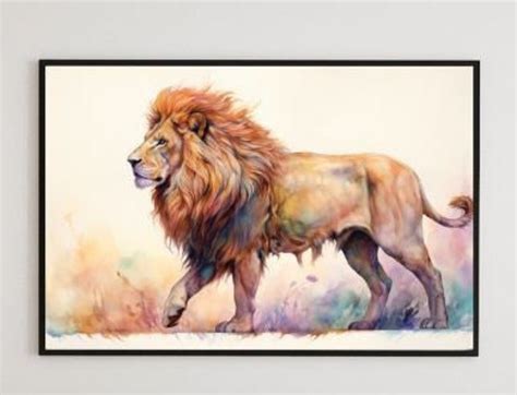 Lion of Judah the Symbol of Jesus. INSTANT DOWNLOAD Watercolor Design. Original Christian Wall ...