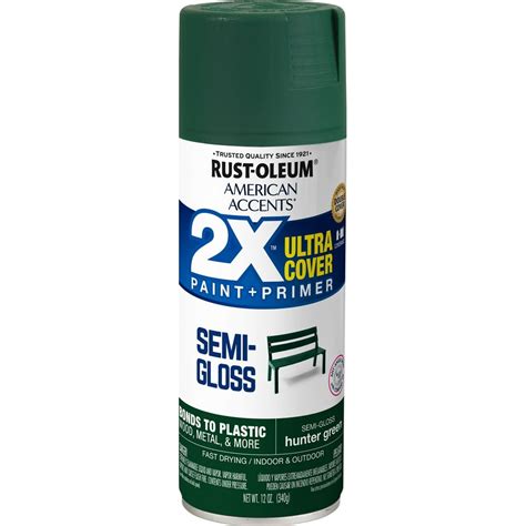 Hunter Green, Rust-Oleum American Accents 2X Ultra Cover Semi-Gloss Spray Paint, 12 oz - Walmart ...