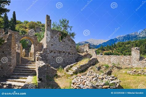 Ruins of Old Town in Mystras, Greece Stock Photo - Image of monastery ...