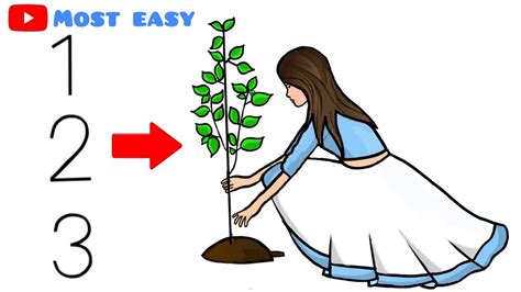 world Environment Day drawing | How to draw a girl planting tree | world Environment Day poster ...