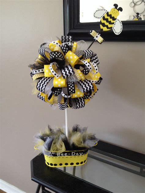 1st Bee-day party centerpiece. Birthday party for bumble bee theme done for Alexis's 1st bee-day ...