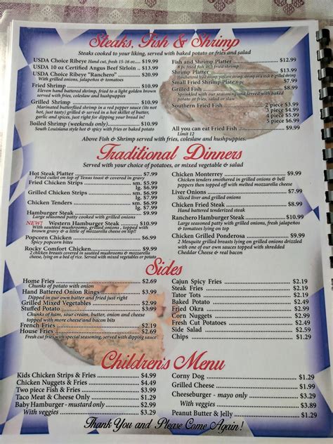 Menu at Wooden Spoon Restaurant, Foreman