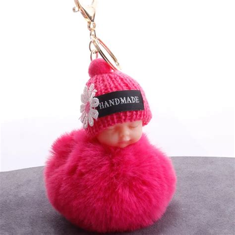 Fashion Silicone Car Keychain Cute Sleep Cute Baby Plush Keychain ...