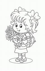 Schoolgirl First Day Of School Coloring Page For Kids Back To  sketch template