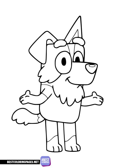 Colouring Page Bluey - dog Mackenzie - Free printable coloring pages