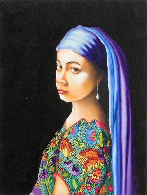 Vermeer-Inspired Original Portrait Painting - The Girl of Guatemala | NOVICA