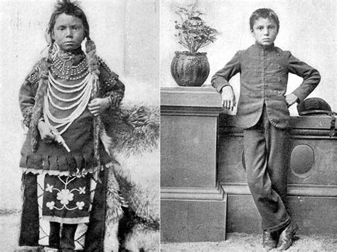 Aboriginal boy before and after being forced into Canadian Residential School. Some schools had ...