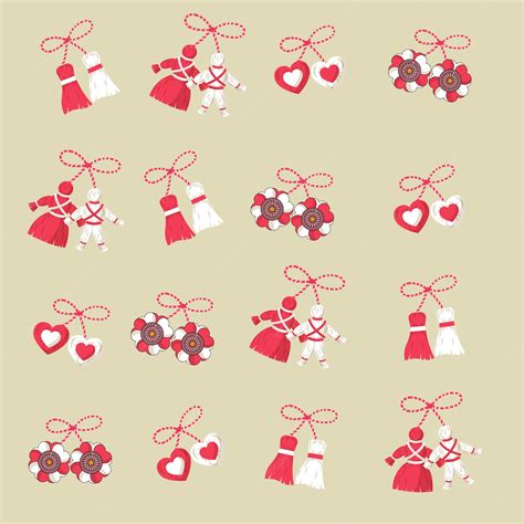 Premium Vector | Baba marta festival pattern background martisor